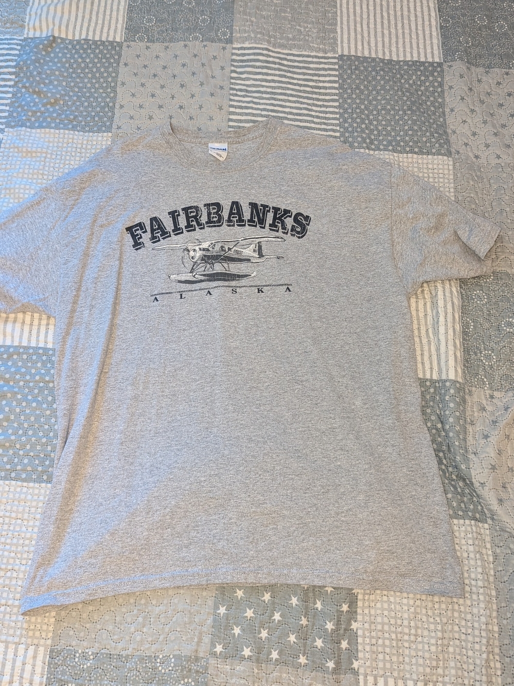 Vintage Fairbanks Alaska Graphic Tee XL Grey Floatplane Aviation